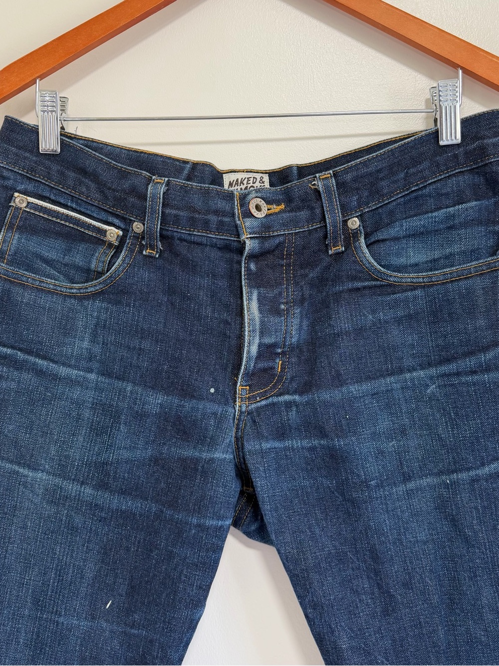 NAKED & FAMOUS Slim Guy Left Hand Twill Selvedge Denim Shorts Cut Off Jean 32 - Picture 3 of 10